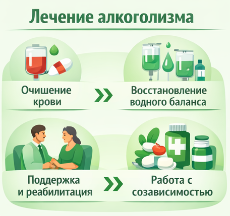 лечение алкоголизма в Ясном этапы